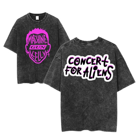 Machine Gun Kelly Concert For Aliens Graphic Tee, MGK Neon Aliencore Shirt, Y2K Punk Streetwear, Unisex Music Fan Top, Vintage Rock Style