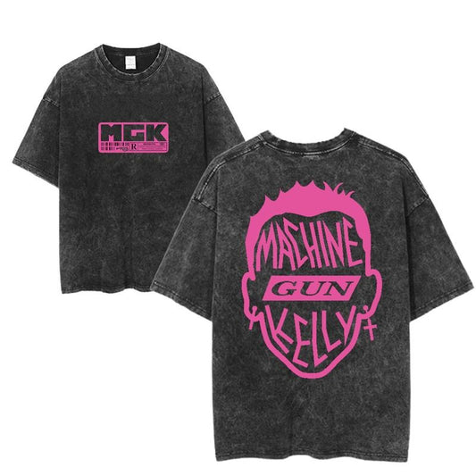 Machine Gun Kelly Head Logo Tee MGK Graphic T-Shirt Rock Punk Streetwear Style Vintage Concert Band Tee Unisex Grunge Top for Men