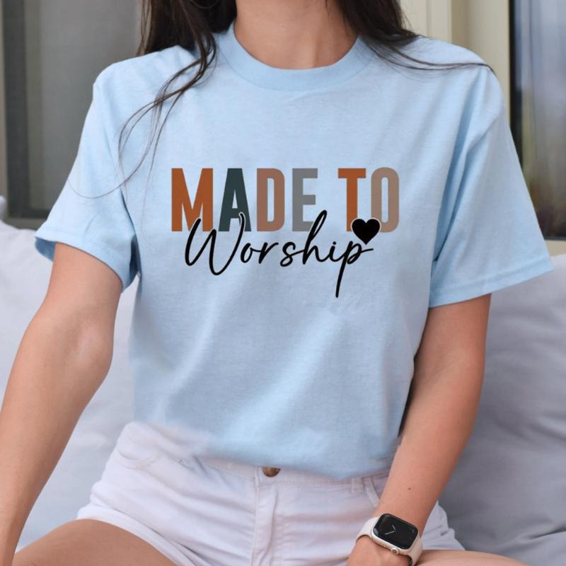 Made to Worship Tee Pure Cotton Casual Style Crew Neck Short Sleeve T-Shirt Tops Trendy for Unisex