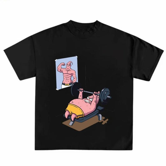 Majin Buu Anime Workout Shirt Featuring Patrick Star Gains, Gym Pumps Cover For Men, Gift For Him, Gift For Her, Cool Colors