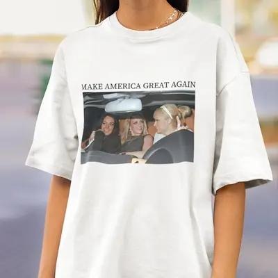 Make America Great Again Paris T-Shirt, Lindsay Britney Car Tee Funny T-Shirt, Hilton Spears Lohan T-Shirt Meme, Dark Humor, Offensive Shirt Mugshot, Gift For Her, Gift For Him
