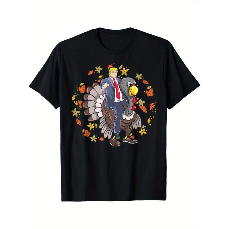 Make Thanksgiving Great Again" Funny Trump & Turkey Graphic Tee - Ultra Soft, Breathable Cotton Men's T-Shirt | Perfect...