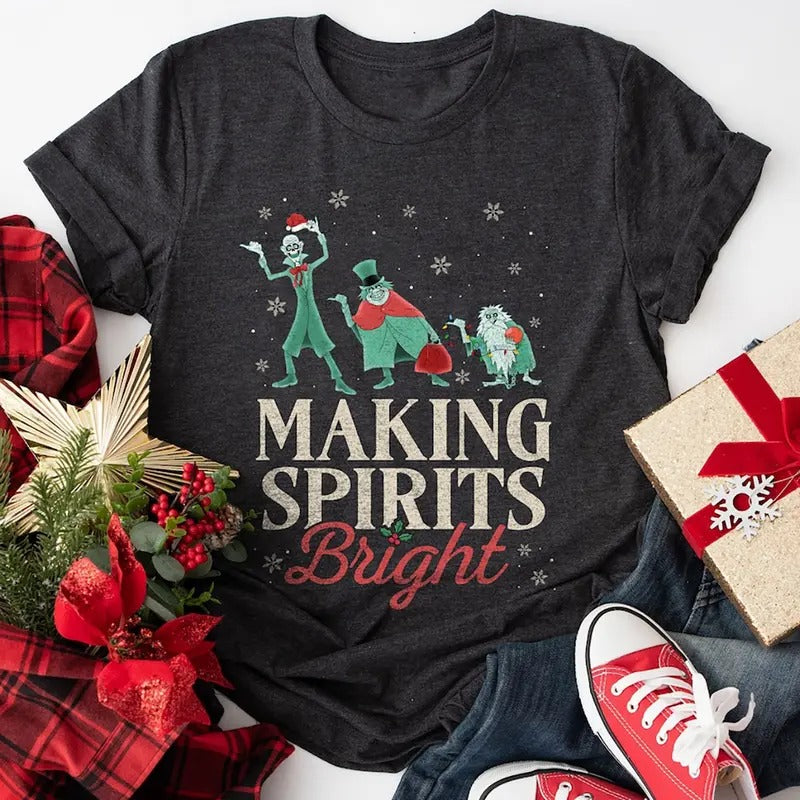 Making Spirits Bright Hitchhiking Gho.sts Santa Hat Merry Christmas Shirt Hoodie, Sweatshirt | DripVista.com
