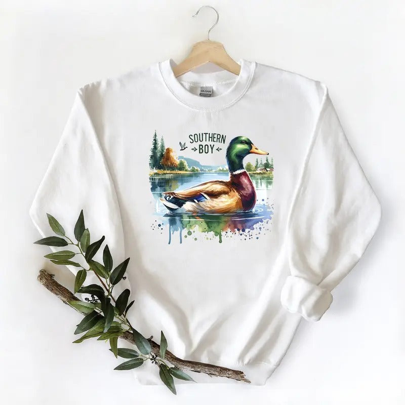 Mallard Duck Western Southern Boy Hunting Sweatshirt, hoodie, Tshirt Unisex Cotton Fabric | DripVista.com