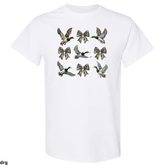 Mallard Duck and Camo Bow T-Shirt, Lightweight and Stylish Hunting-Themed Apparel for Outdoor Enthusiasts, Comfortable  Tee for Everyday Wear