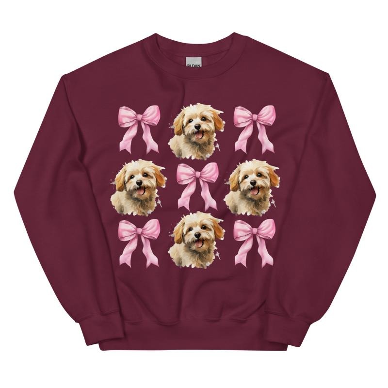 Maltipoo Pink Bow Dog Sweatshirt T-Shirts, Hoodie | DripVista.com