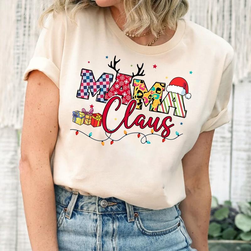 Mama Claus Christmas T-shirt, Mama Shirt, Mom Tee, Gift for Mom, Christmas Gifts, Santa, Cute Holiday Shirt, New Year,...