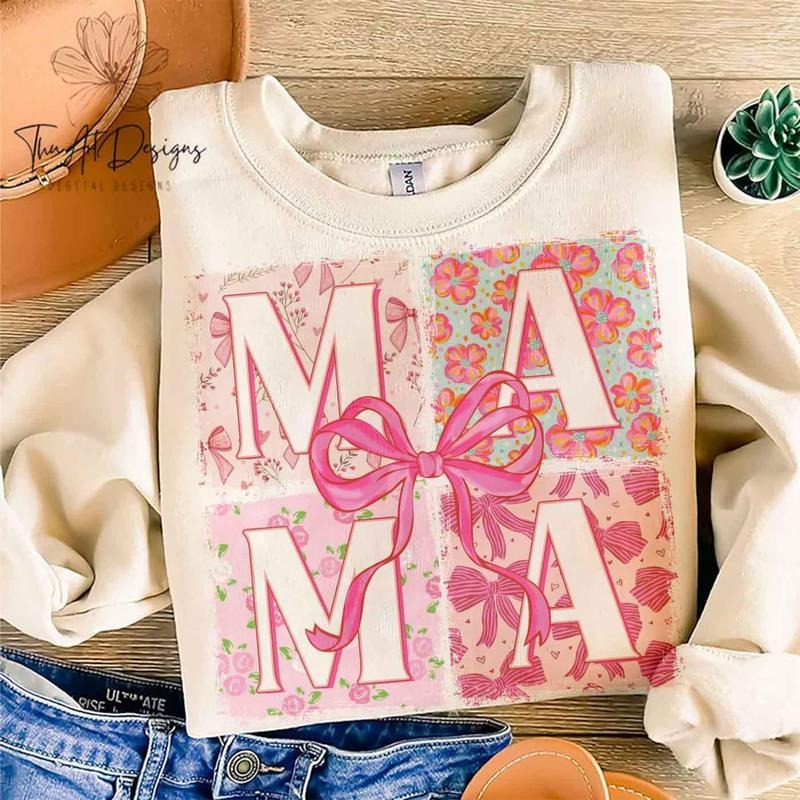 Mama Coquette Bow Shirt, Floral Retro Mama Shirt, Trendy Mother Shirt, Vintage Mama Bow Shirt, Aesthetic Mom Shirt