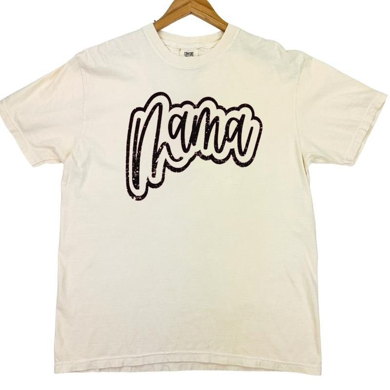 Mama Cursive Distressed Comfort Colors T-Shirt Hoodie, Sweatshirt | DripVista.com