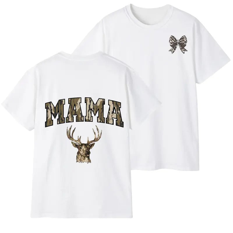 Mama Deer Hunt Camo Bottomland Pattern Crewneck T-Shirt, Camo Shirt, Mama Hunting Season Tee, Hunting Shirt Hoodie,...