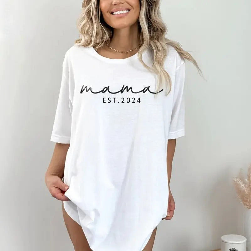 Mama Est Shirt, Custom Mama Shirt, Mama Est Custom, Mother Shirt Gift, Personalized Mama Shirt, Mom Established Shirt,...