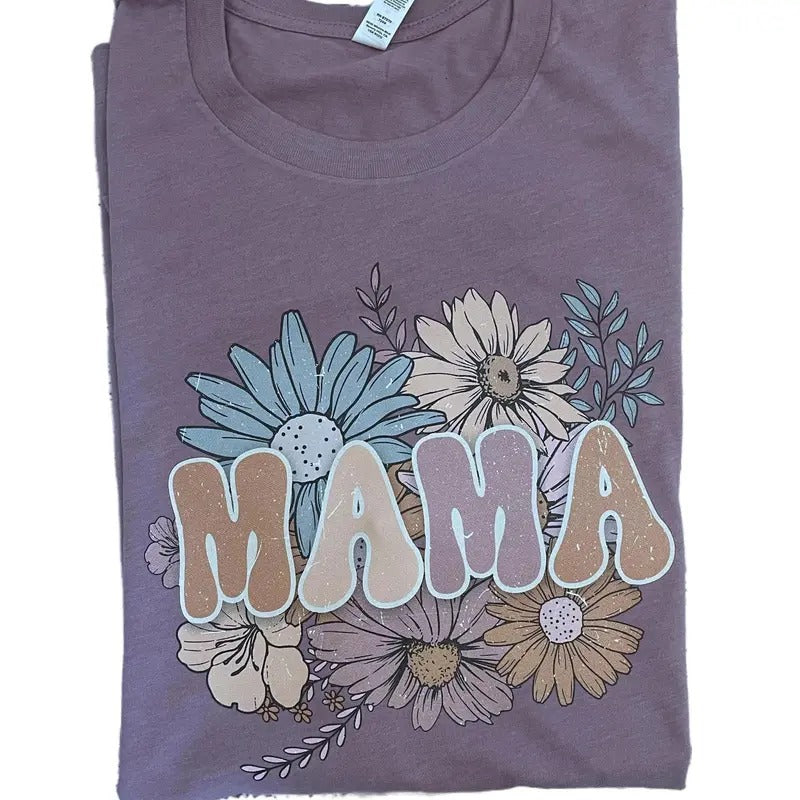 Mama Floral Distressed t-shirt - Womenswear casual unisex T-shirt  - funny graphic tees  - women's clothing