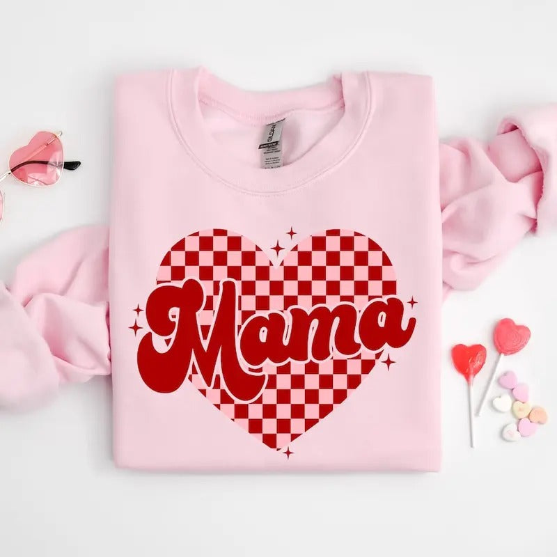 Mama Heart Sweatshirt Mama Valentine Shirt, Mama Love Cute Valentines Sweatshirt Hoodie | DripVista.com