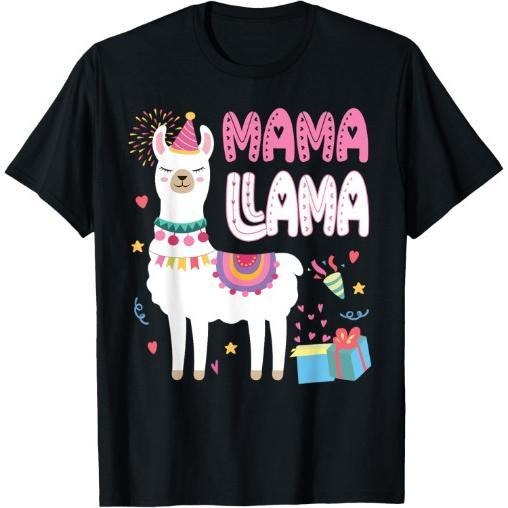 Mama Llama Mom Of The Birthday Llama Birthday Theme T-Shirt Made in USA Hoodie, Sweatshirt | DripVista.com