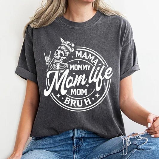 Mama Mommy Mom Bruh T-shirt, Retro Mom Shirt, Mama Shirt, Mommy Shirt, Gift For Mom, Vintage Comfort Colors Cotton Fabric Tee For Mom, Daily Basic Outfits For Mommy, Mom Life Womenswear's Tops Relaxed Fit