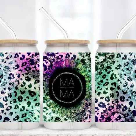 Mama Sunflower | 16 oz Frosted Glass Tumbler T-Shirts, Hoodie, Sweatshirt | DripVista.com