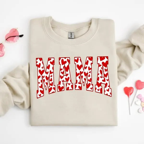 Mama Sweatshirt, Valentines Day Shirt, Mama Valentine Shirt, Valentine Sweatshirt Hoodie | DripVista.com