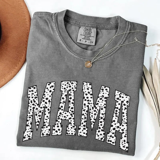 Mama, Dalmatian Print, Varsity, Retro, Vintage Tshirt, Women's Comfort Colors Tee