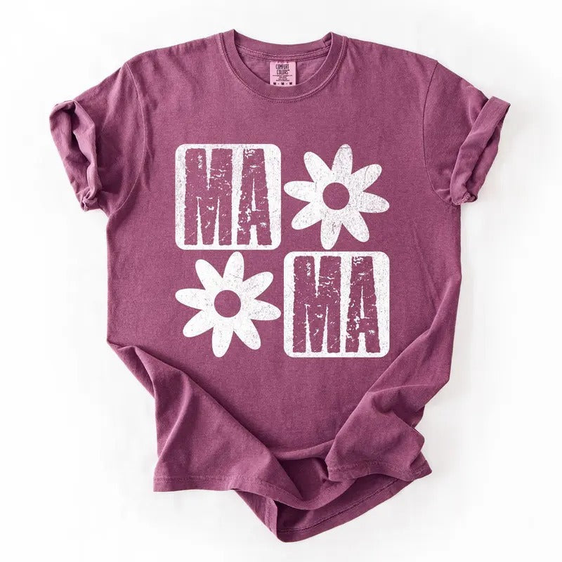 Mama, Minimalist, Graphic, Flowers, Mother's Day Tshirt, Women's Comfort Colors Tee Hoodie, Sweatshirt | DripVista.com