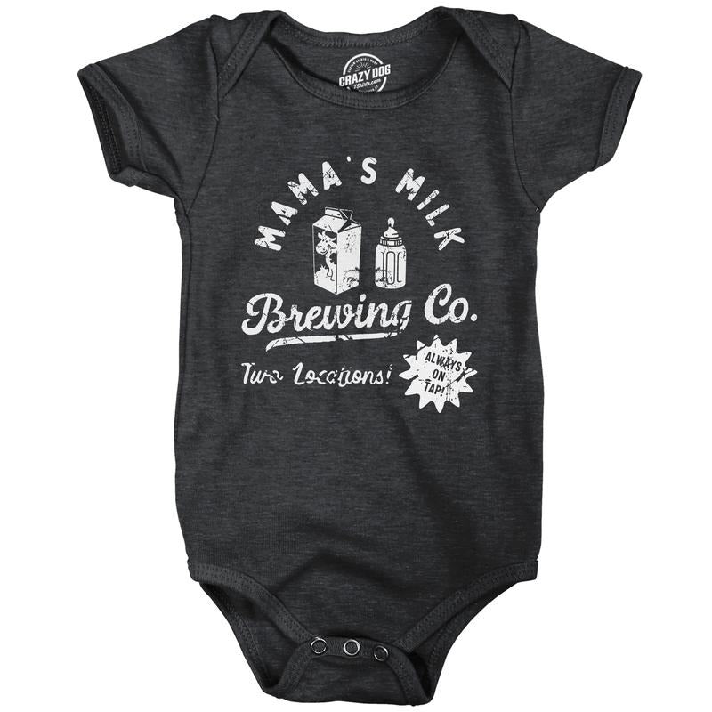 Mamas Milk Brewing Co Baby Bodysuit Funny Breast Feeding Brewery Joke Jumper for Infants Funny Baby Onesies Funny Sarcastic Onesie Novelty Onesie Black -
