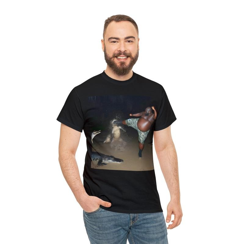 Man Kick Alligator In Swamp Shirt Tee Gator Crocodile Funny Viral Meme  sweater Hoodie, Sweatshirt | DripVista.com
