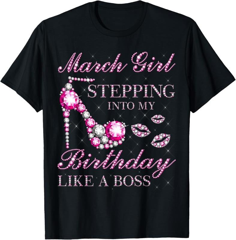 March Girl Stepping Into My Birthday Like WB shield HB B-Day Party T-Shirt Cotton Fit Hoodie, Sweatshirt | DripVista.com