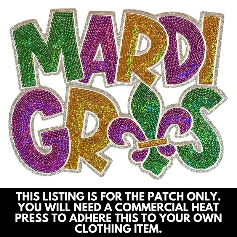 Mardi Fleur De Lis Sequin Patch - PATCH ONLY T-Shirts, Hoodie, Sweatshirt | DripVista.com