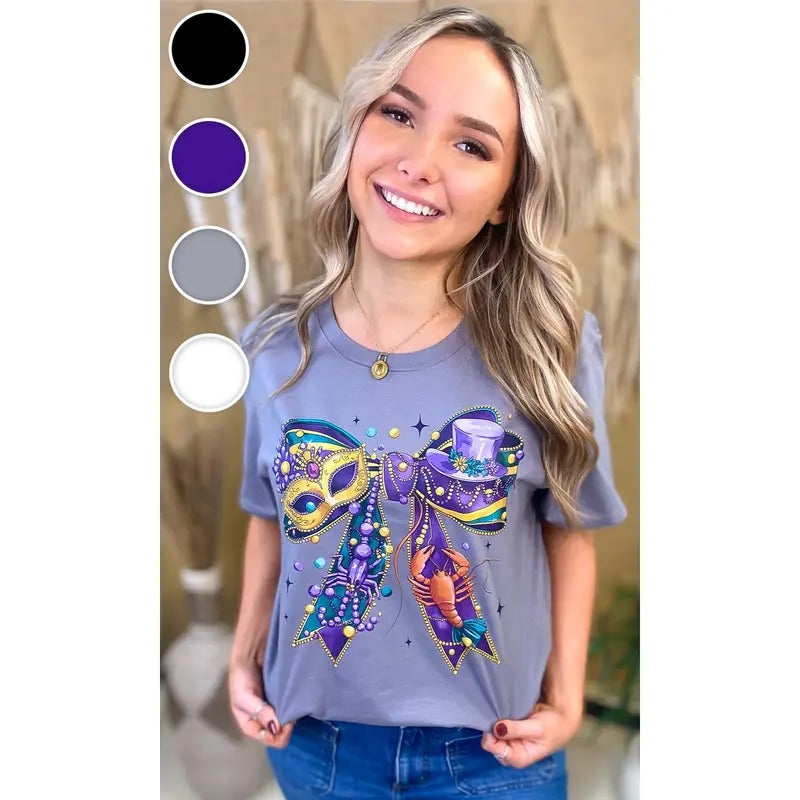 Mardi Gras Bow Graphic T-Shirt Hoodie, Sweatshirt | DripVista.com