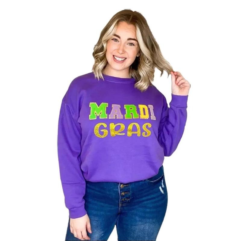 Mardi Gras Ideal Chenille Sweatshirt T-Shirts, Hoodie | DripVista.com