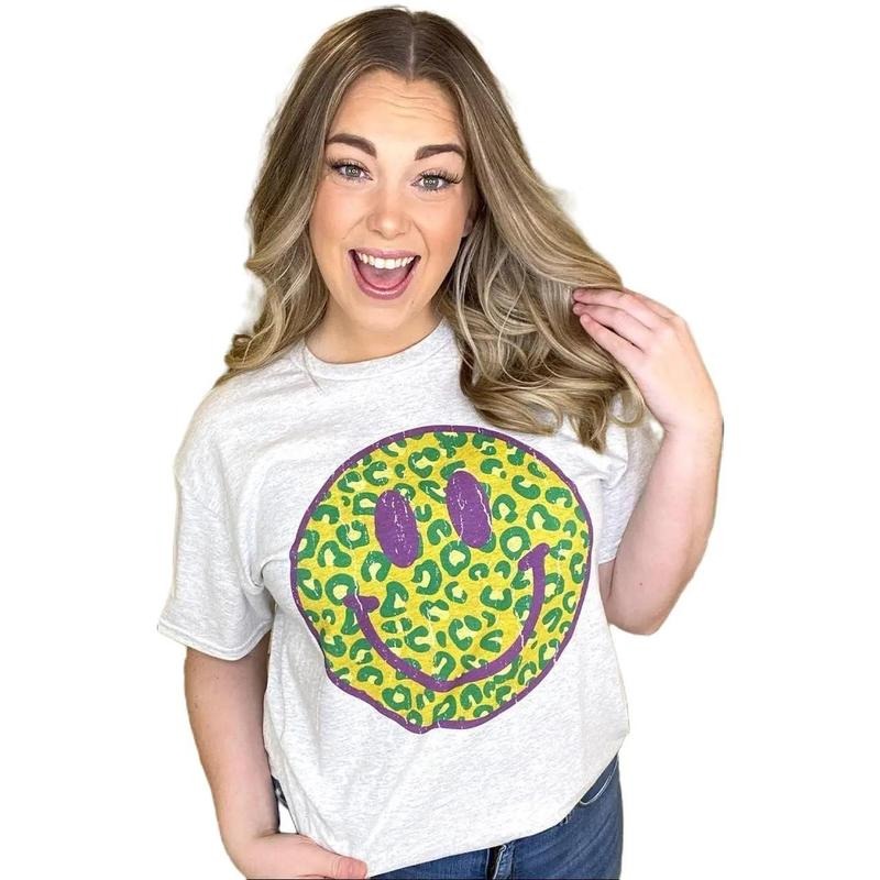 Mardi Gras Smiley T-Shirt Hoodie, Sweatshirt | DripVista.com