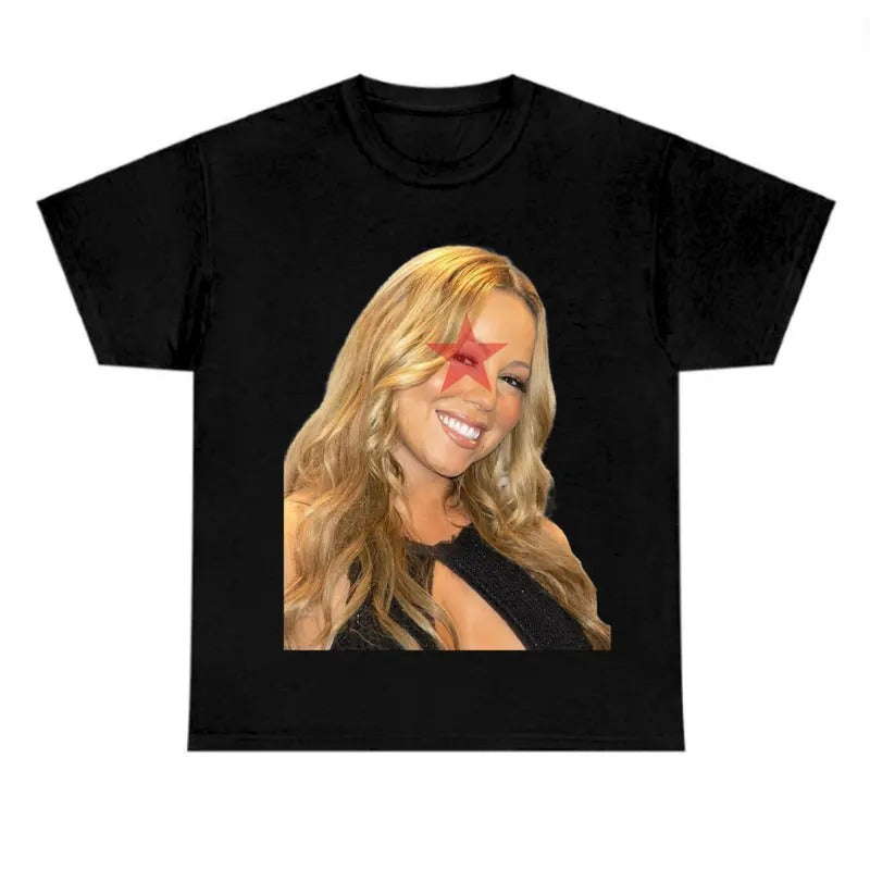 Mariahh Graphic Black T-Shirt, Careyyy Red Star Fans Shirt