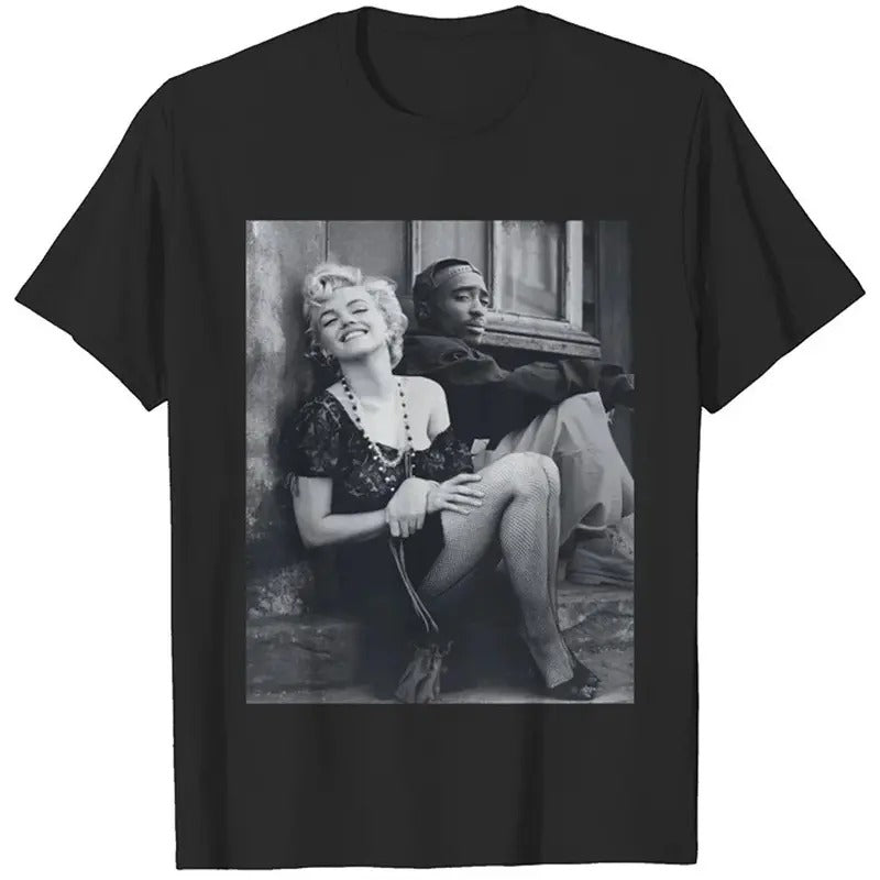 Marilyn Monroe and 2Pac Cotton Unisex Tshirt Streetwear Hoodie, Sweatshirt | DripVista.com