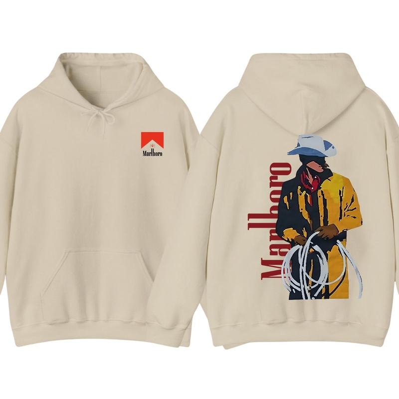 Marlboro Print Pocket monsters Back, Retro Marlboro GA Hoodie, Vintage Cowboy, Rancher Marlboro Hoodie dandy hoodie...