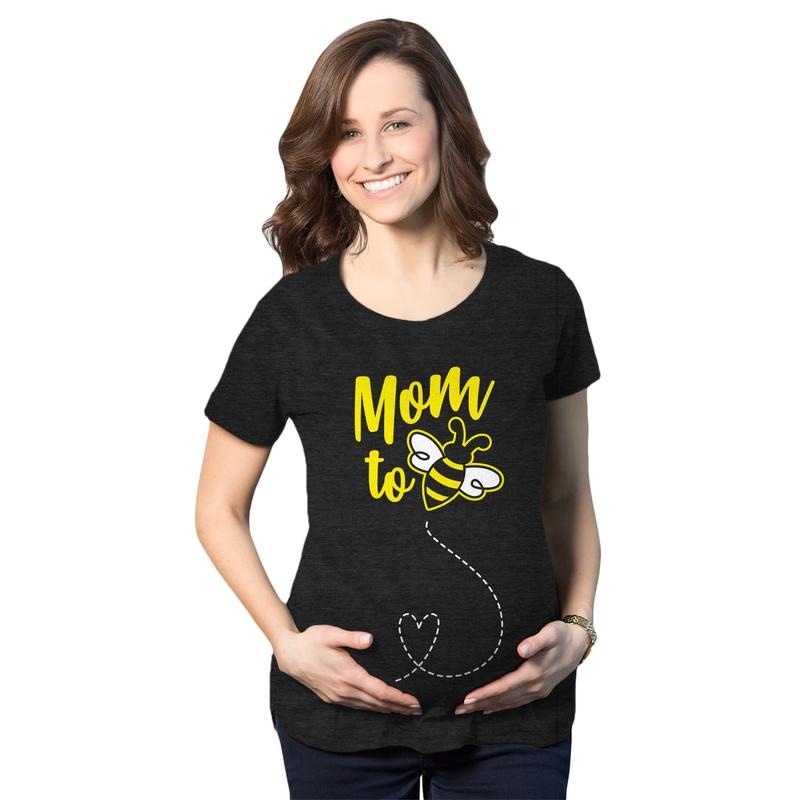 Maternity Mom To Bee Pregnancy T Shirt Funny Bumblebee Tee Funny Graphic Maternity Tee Cute Pregnancy Tees With Plus Sizes Funny Animal Short Sleeve Funny Maternity Shirts Black