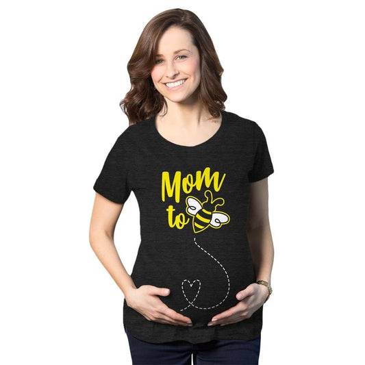 Maternity Mom To Bee Pregnancy T Shirt Funny Bumblebee Tee Funny Graphic Maternity Tee Cute Pregnancy Tees With Plus Sizes Funny Animal Short Sleeve Funny Maternity Shirts Black