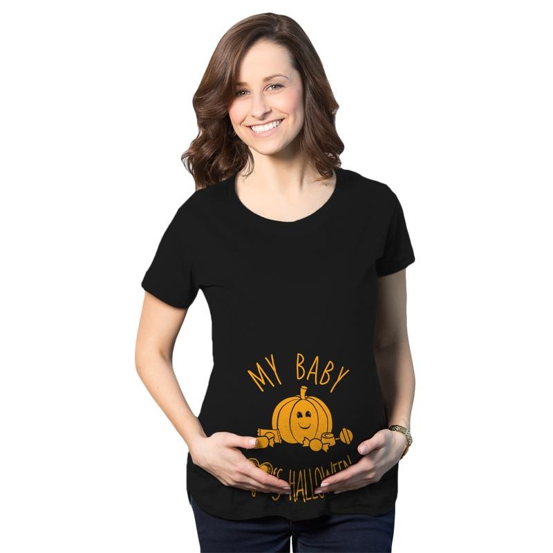 Maternity My Baby Loves Halloween Cute Pumpkin Pregnancy Halloween T Shirt Funny Graphic Maternity Tee Cute Pregnancy Tees With Plus Sizes Halloween Maternity Wear Funny Maternity Shirts Black -