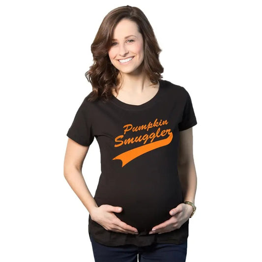 Maternity Pumpkin Smuggler Funny Fall T Shirt Cute Halloween Pregnancy Tee Funny Graphic Maternity Tee Cute Pregnancy Tees With Plus Sizes Halloween Maternity Wear Funny Maternity Shirts
