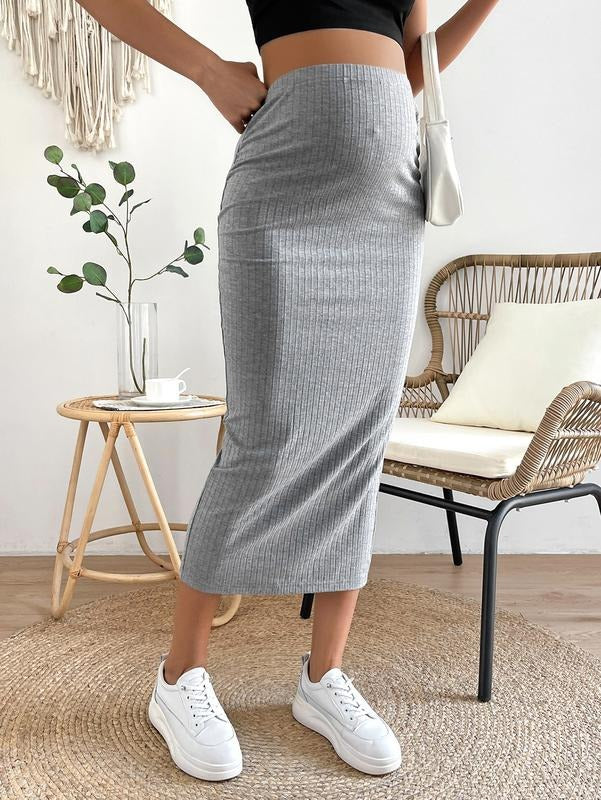 Maternity Skirt Long Skirt Rib Knit High Waist Pencil Skirt T-Shirts, Hoodie, Sweatshirt | DripVista.com