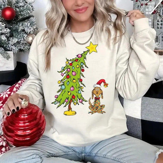 Max Grin Tshirt Sweatshirt Hoodie, Whimsical Grin Max Tree Shirt, Xmas Party Shirt, Funny Dog Max Gift, Unisex Sweater Pullover Tee