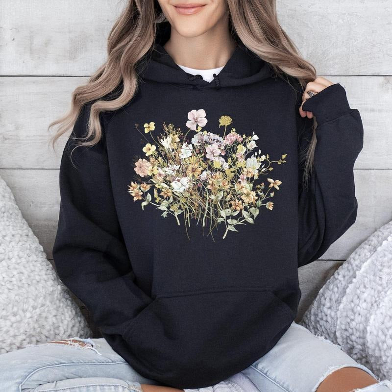 Meadow, Pressed Flowers Hoodie T-Shirts, Sweatshirt | DripVista.com