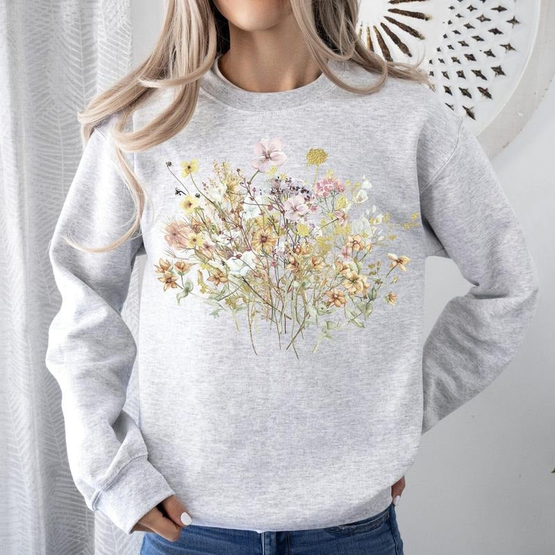 Meadow, Pressed Flowers Sweatshirt T-Shirts, Hoodie | DripVista.com