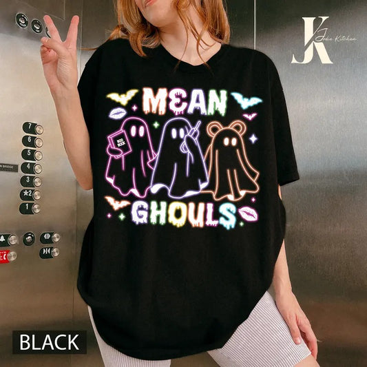 Mean Ghouls Ghost Neon Color Shirt, Halloween Neon Shirt, Spooky Season Shirt, Trendy Halloween, Girly Ghost Shirt