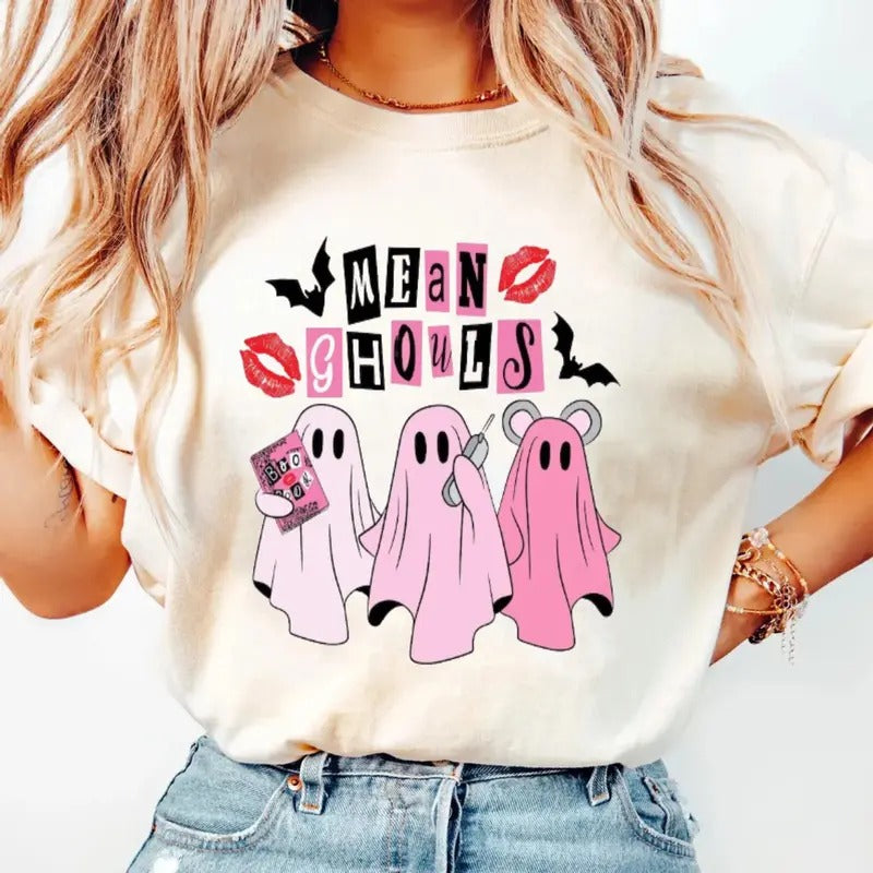 Mean Ghouls Shirt, Unisex Apparel Relaxed Fit Printed In The Usa Clothing Womenswear Casual Love Comfortable, Unisex Short Sleeve Tee Shirt, Casual Clothing Top Underwear