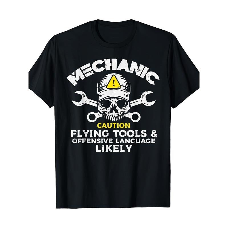 Mechanic Flying Tool wrench Funny Car Car Garage Man Dad T-shirt- 220g made in usa Hoodie, Sweatshirt | DripVista.com