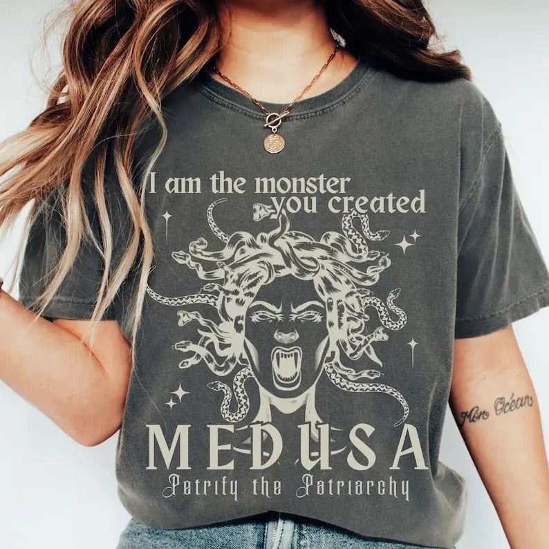 Medusa Shirt  Gothic Clothes Goth Clothes Dark Academia Snake Shirt Fuck The Patriarchy Burn The Patriarchy Medusa...