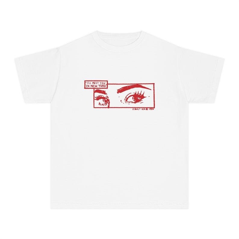 Meet You In New York Baby Tee, Babytee NYC, Red Print Vintage Graphic Top Aesthetic, 90s Y2K Shirt, Retro Grunge Aesthetic