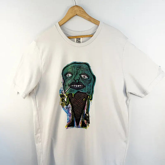 Meltdown Blue Ras Mary Colorway Hand printed  Woodcut T Shirt Menswear Cotton Top Tshirt Classic