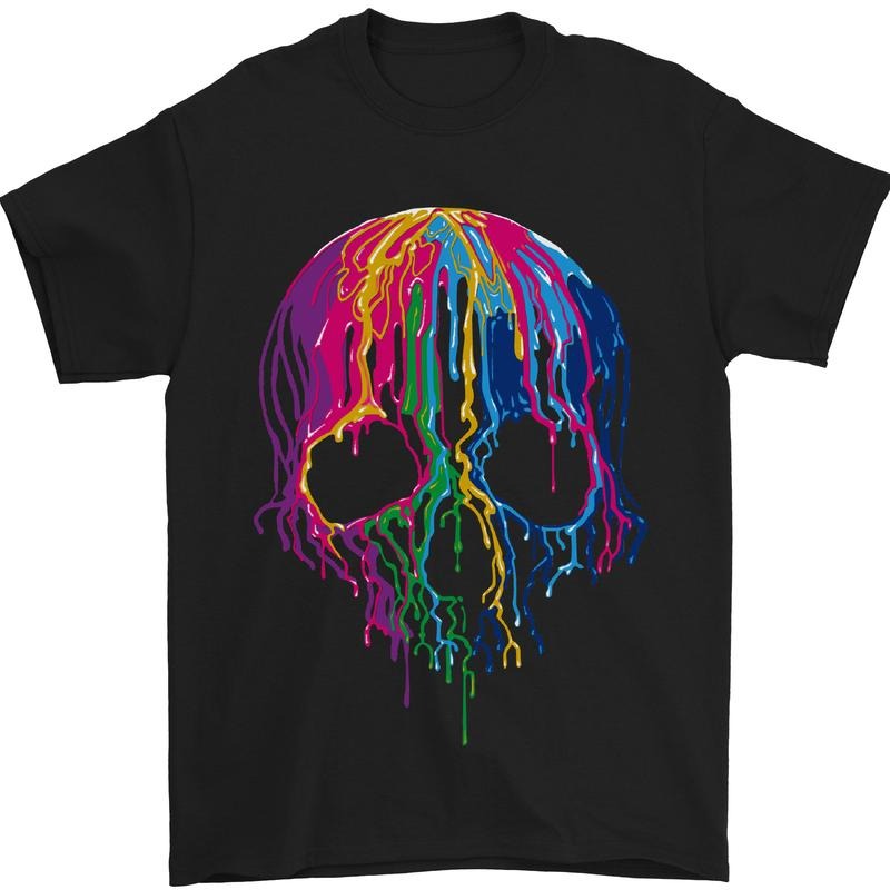 Melting Skull Biker Motorcycle Gothic Mens T-Shirt 100% Cotton Made in USA Hoodie, Sweatshirt | DripVista.com