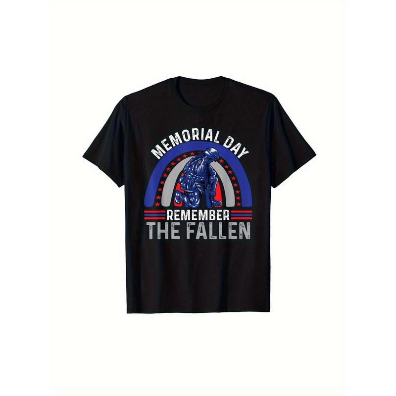 Memorial Day "Remember TNF Fallen" Graphic T-Shirt - Patriotic Military Design with Eagle & American Flag, FOG Cotton,...