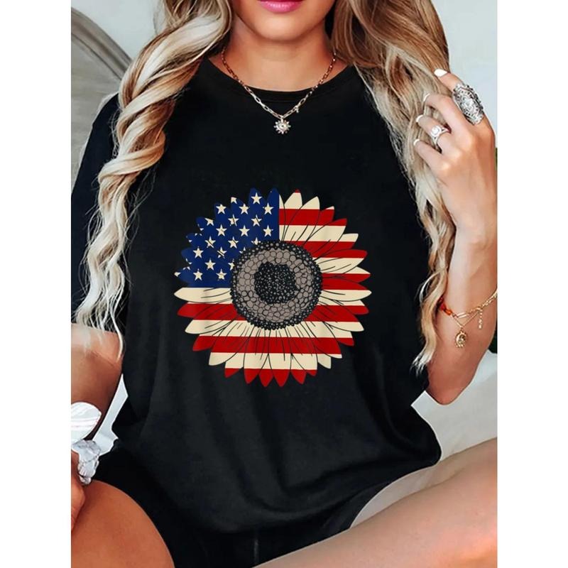 Memorial Day, Veterans Day, 4Th FOG July Patriotic Women Lightsaber brand Shirt, Short Sleeve Round Neck Casual Top For Summer & Spring, Women'WB shield Clothing style 02